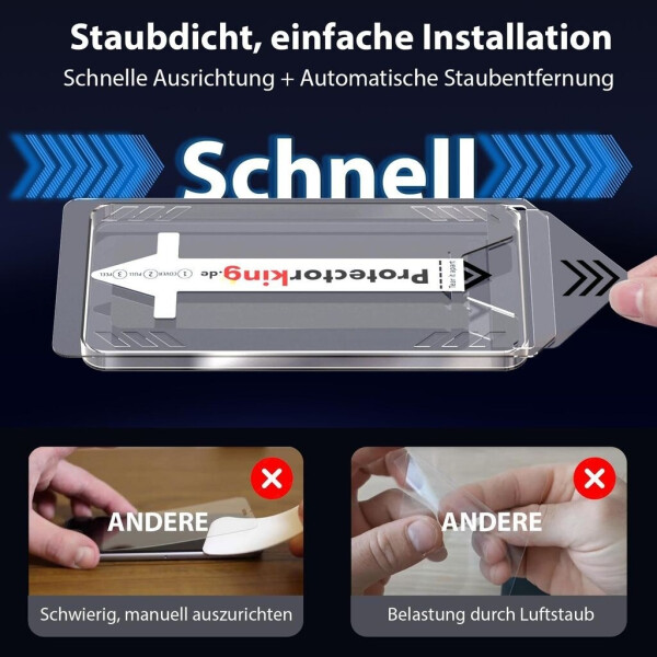 Protectorking 1x 9H Panzerglas für iPhone 17 HD KLAR Full-Screen Auto Dust Elimination, Bild 2