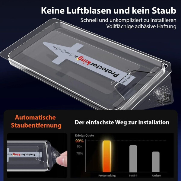 Protectorking 3x 9H Panzerglas für iPhone 17 HD KLAR Full-Screen Auto Dust Elimination, Bild 3