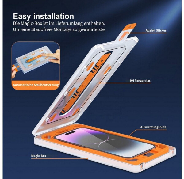 Protectorking 1x 9H Panzerglas für iPhone 17 Pro Full-Screen HD KLAR Montagehilfe, Bild 6