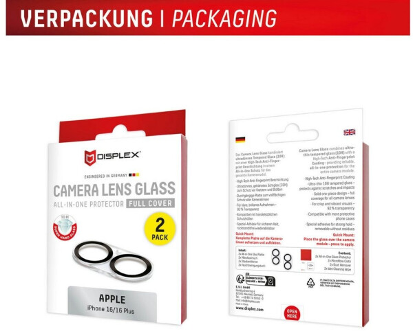 Displex CamGlass All-In-One iPhone 16/16 Plus/17 2 Stück, Bild 4