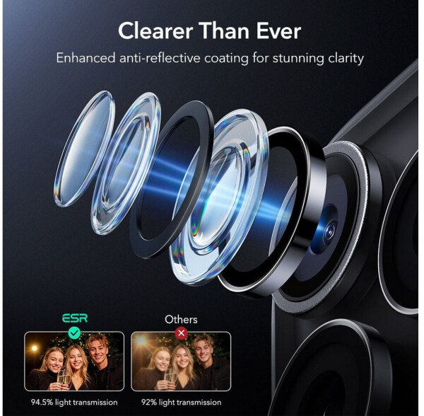 ESR Kameraglas für iPhone 17 Pro / Pro Max / 16 Pro / Pro Max Armorite Camera Protector Schwarz, Bild 6