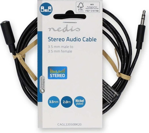Nedis N CAGL22050BK20 Audiokabel 3,5 mm Klinkenstecker auf Buchse 2 m, Bild 3