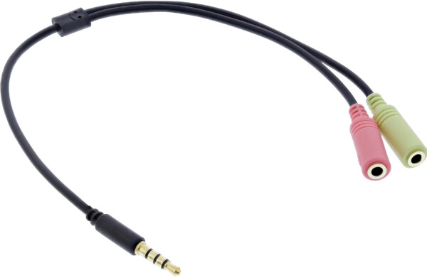 InLine Audiokabel 4-poliger Mini (M) bis Mini-Phone Stereo 3,5 mm (W) - 2,0m Schwarz (99302K)