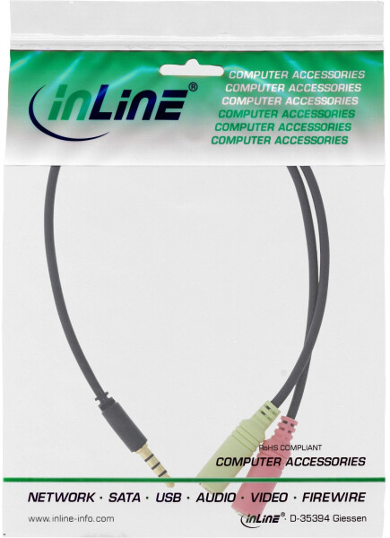 InLine Audiokabel 4-poliger Mini (M) bis Mini-Phone Stereo 3,5 mm (W) - 2,0m Schwarz (99302K), Bild 5