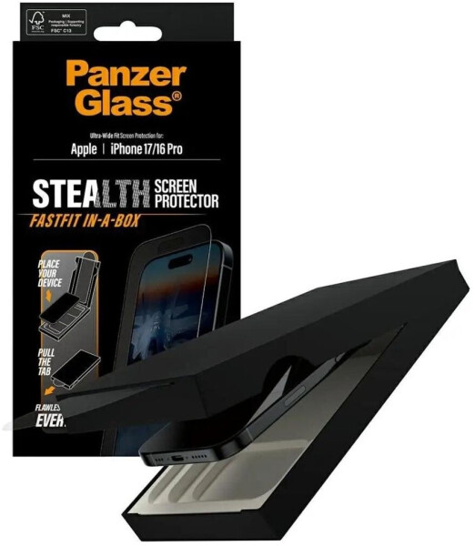 PanzerGlass Stealth Screen Protector w. Black Frame iPhone 17 | iPhone 16 Pro | Ultra-Wide Fit w. FASTFIT IN-A-BOX, Bild 5