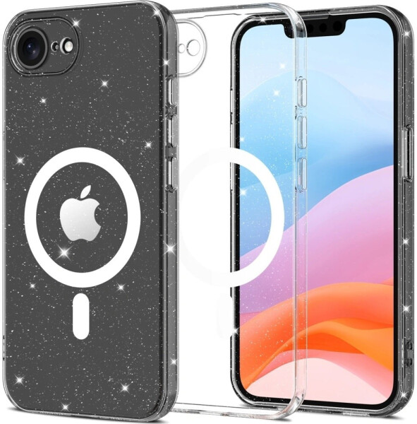 Tech-Protect Handyhülle für iPhone 16e Flexair MagSafe Transparent mit Glitzer