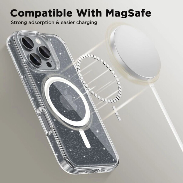 Tech-Protect Handyhülle für iPhone 16e Flexair MagSafe Transparent mit Glitzer, Bild 6