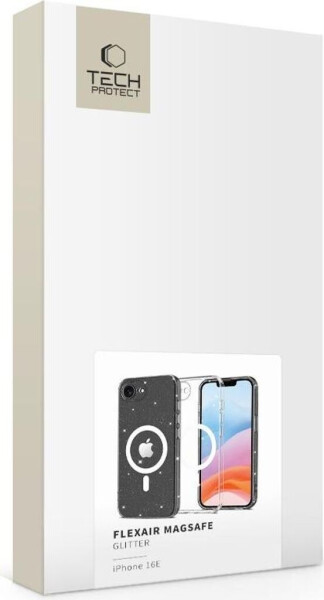 Tech-Protect Handyhülle für iPhone 16e Flexair MagSafe Transparent mit Glitzer, Bild 8