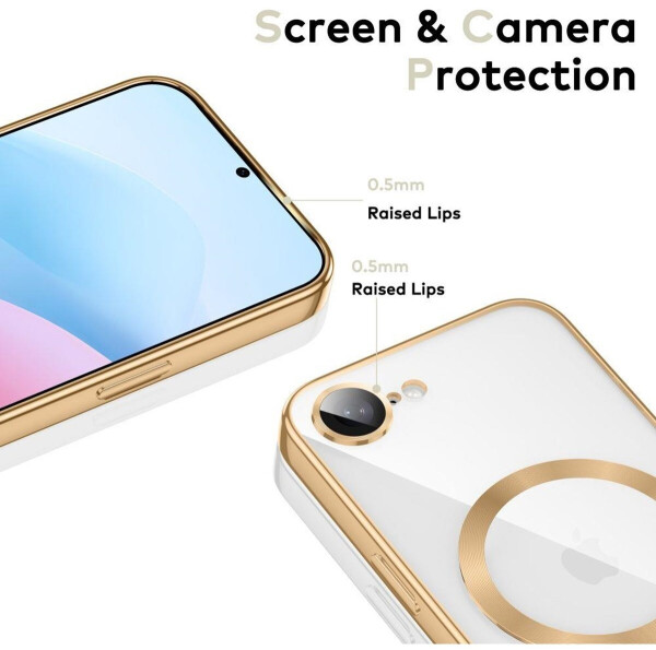 Tech-Protect Handyhülle mit Kameraabdeckung für iPhone 16 MagFlex für MagSafe transparent und gold, Bild 2
