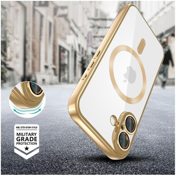 Tech-Protect Handyhülle mit Kameraabdeckung für iPhone 16 MagFlex für MagSafe transparent und gold, Bild 7