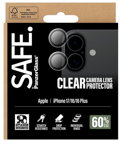 PanzerGlass SAFE Lens Protector klar iPhone 17/iPhone 16/16 Plus, Bild 4