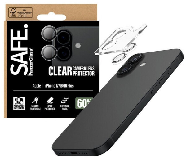 PanzerGlass SAFE Lens Protector klar iPhone 17/iPhone 16/16 Plus, Bild 5