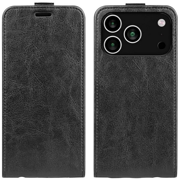 Wigento Lederhülle iPhone 17 Pro Max Vertikal Flip Schwarz Kartenfach, Bild 5