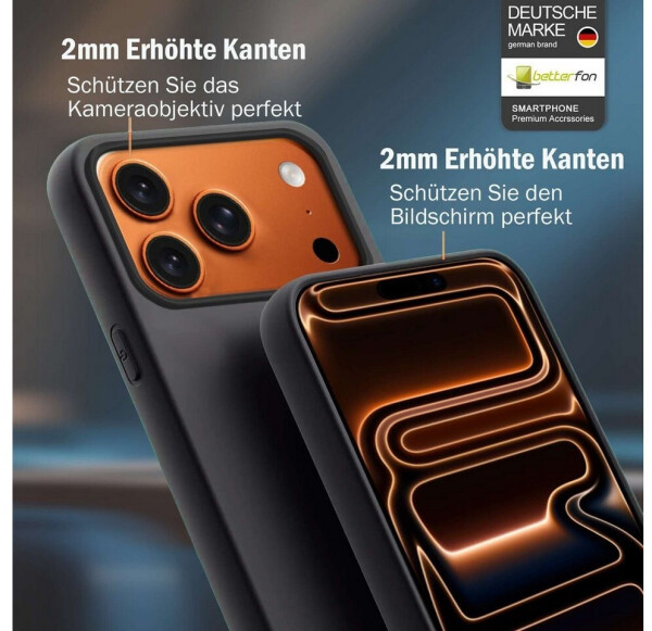 Betterfon Hülle für Apple iPhone 17 Pro Max Handyhülle Back Cover Silikon Case Bumper in Schwarz, Bild 3