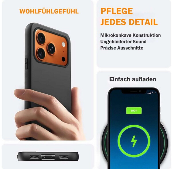 Betterfon Hülle für Apple iPhone 17 Pro Max Handyhülle Back Cover Silikon Case Bumper in Schwarz, Bild 6
