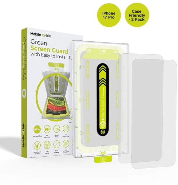 Mobile Origin Screen Guard With Easy Applicator case friendly 2 Pack iPhone 17 Pro