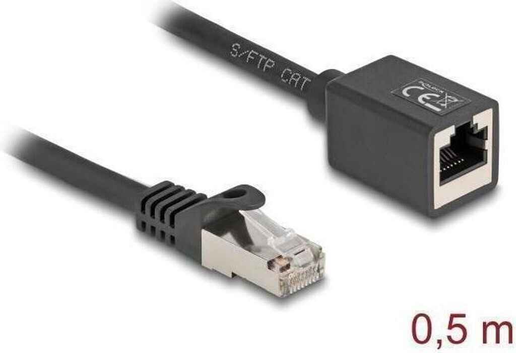DeLock Netzwerk Verlängerungskabel RJ45 Stecker zu Buchse Cat.6A S/FTP 0.5 m (88052)