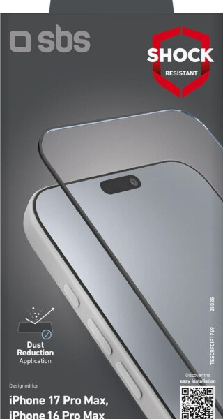 SBS Mobile GlasDisplayschutz für iPhone 17/16 Pro Max Schwarz, Bild 3