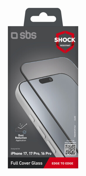 SBS Mobile GlasDisplayschutz für iPhone 17/17 Pro/16 Pro Schwarz, Bild 3