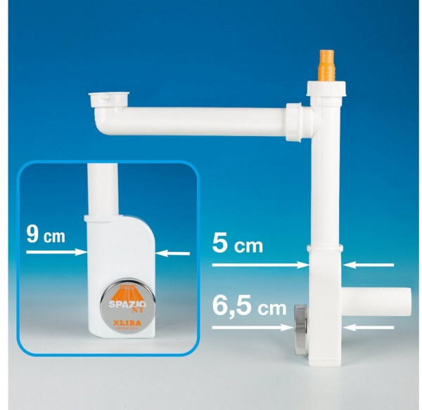 Sotech Raumspar-Siphon Küche Schlauchanschl 50mm weiß (132000), Bild 3