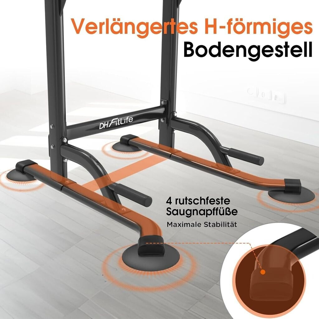 Power Tower Pliable DH FitLife - Station De Traction Et Dips Jusqu'à 300 Kg, Réglable, Pour Home Gym