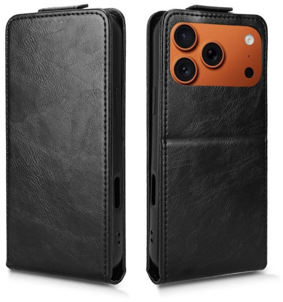 Wigento Flip Hülle für Apple iPhone 17 Pro Magnetische Kunstleder Schutzhülle Schwarz, Bild 2