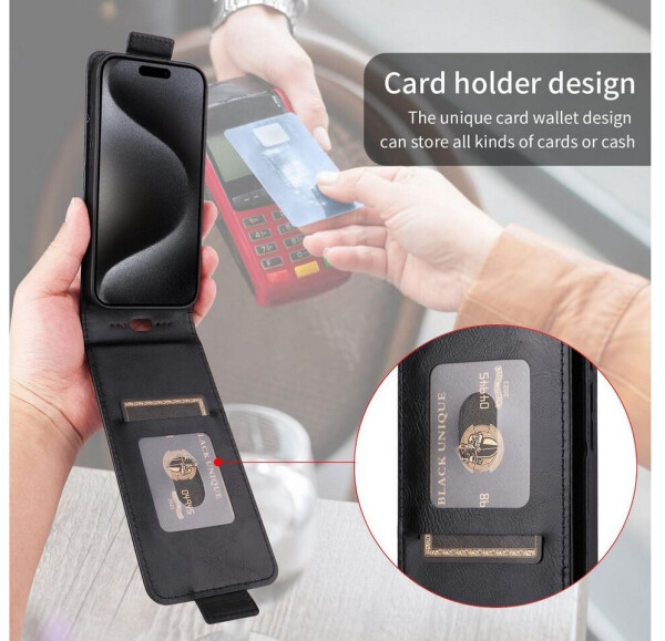 Wigento Flip Hülle für Apple iPhone 17 Pro Magnetische Kunstleder Schutzhülle Schwarz, Bild 7