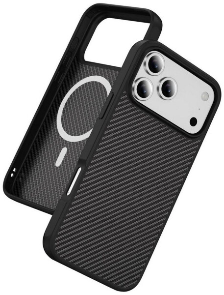 Wigento Für Apple iPhone 17 Pro MagSafe Carbon Design Skin Feel TPU/PC Hülle Schwarz, Bild 2