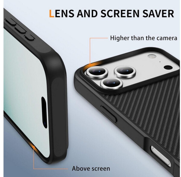 Wigento Für Apple iPhone 17 Pro MagSafe Carbon Design Skin Feel TPU/PC Hülle Schwarz, Bild 3