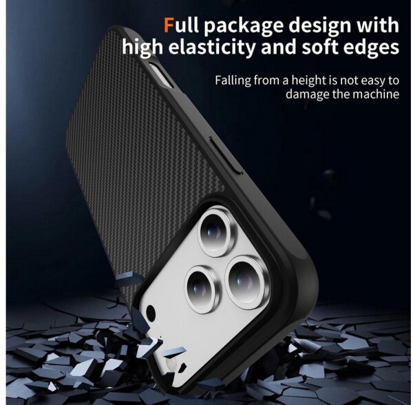 Wigento Für Apple iPhone 17 Pro MagSafe Carbon Design Skin Feel TPU/PC Hülle Schwarz, Bild 4