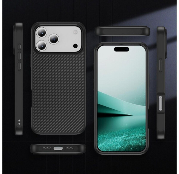 Wigento Für Apple iPhone 17 Pro MagSafe Carbon Design Skin Feel TPU/PC Hülle Schwarz, Bild 5
