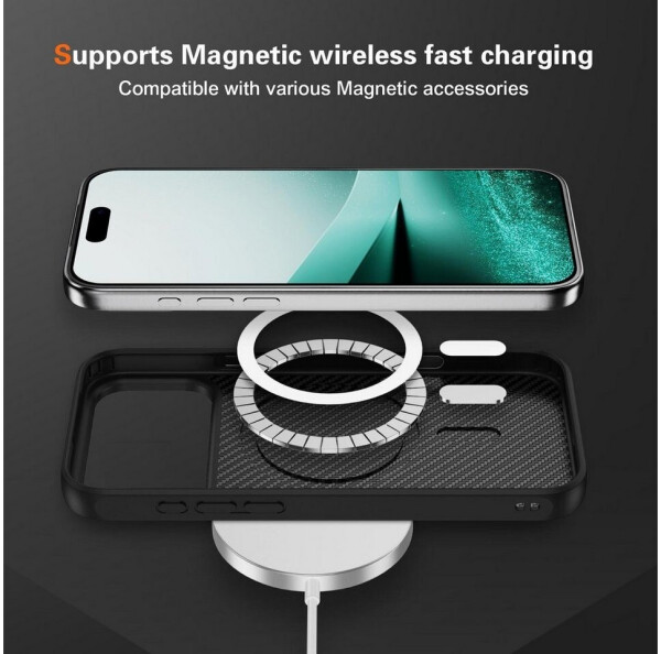 Wigento Für Apple iPhone 17 Pro MagSafe Carbon Design Skin Feel TPU/PC Hülle Schwarz, Bild 6