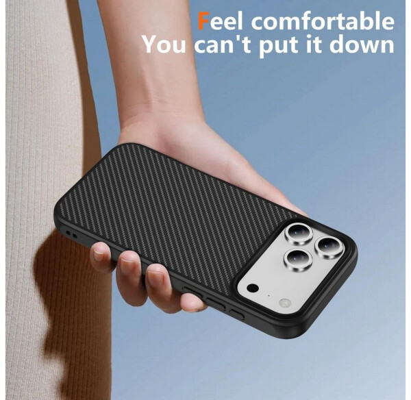Wigento Für Apple iPhone 17 Pro MagSafe Carbon Design Skin Feel TPU/PC Hülle Schwarz, Bild 7