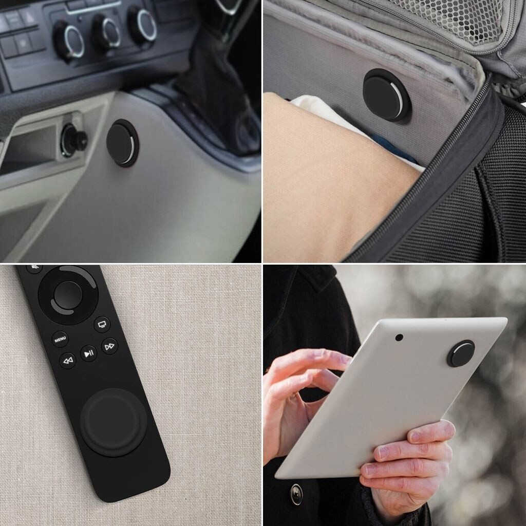 Avizar Avizar AirTag protective silicone gel case adhesive back black - side view