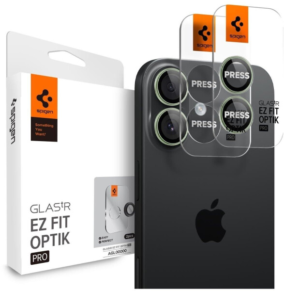 Spigen Glas.tR EZ Fit Optik Pro 2-Pack iPhone 17 / 16 Plus / 16 Green/Black