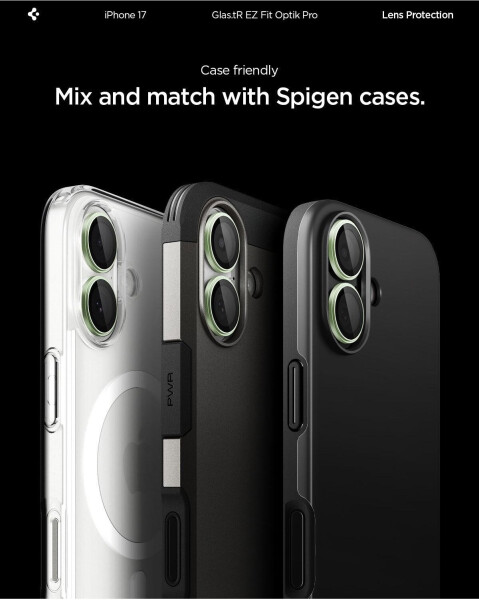Spigen Glas.tR EZ Fit Optik Pro 2-Pack iPhone 17 / 16 Plus / 16 Green/Black, Bild 12