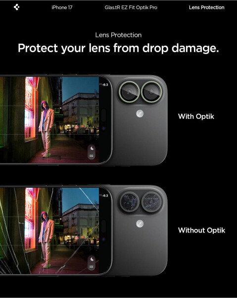 Spigen Glas.tR EZ Fit Optik Pro 2-Pack iPhone 17 / 16 Plus / 16 Green/Black, Bild 10