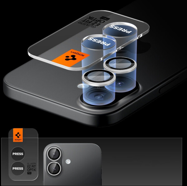 Spigen Glas.tR EZ Fit Optik Pro 2-Pack iPhone 17 / 16 Plus / 16 Silver/Black, Bild 4