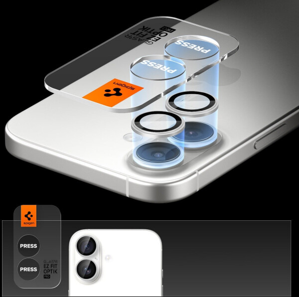 Spigen Glas.tR EZ Fit Optik Pro 2-Pack iPhone 17 / 16 Plus / 16 Silver/Black, Bild 5