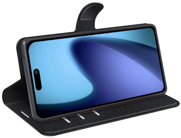Wigento Smartphone-Hülle Für Apple iPhone 17 Air Kunstleder Wallet Hülle Schwarz + 9H Hart Glas, Produktset Kunst-Leder Tasche + H9 Hart Glas, Bild 4