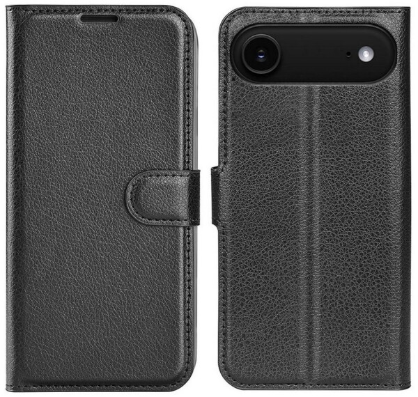 Wigento Smartphone-Hülle Für Apple iPhone 17 Air Kunstleder Wallet Hülle Schwarz + 9H Hart Glas, Produktset Kunst-Leder Tasche + H9 Hart Glas, Bild 8