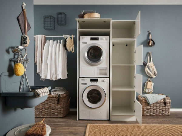 Laundreezy Waschmaschinenschrank für Trockner 117,5x 200x 67,5 cm weiß