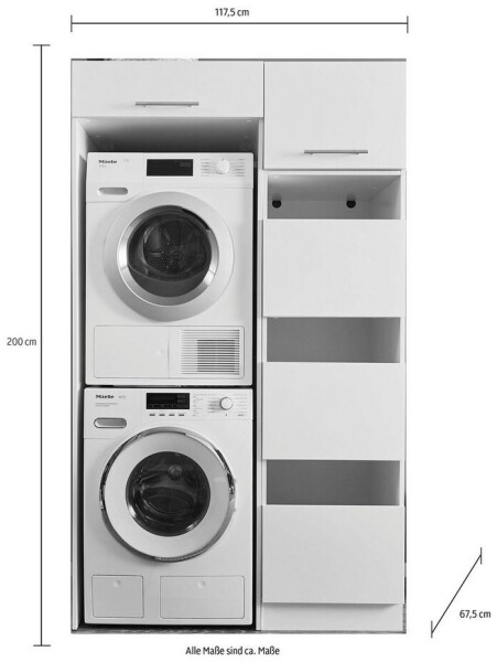 Laundreezy Waschmaschinenschrank für Trockner 117,5x 200x 67,5 cm weiß, Bild 7