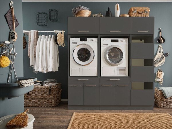 Laundreezy 2x Waschmaschinenschrank und 3x Schrankaufsatz anthrazit 91-220-C0