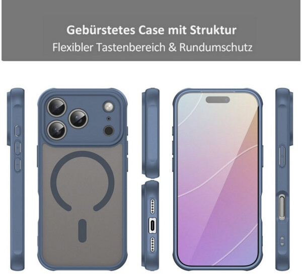 Betterfon Matte Case Magnetisches für iPhone 17 Pro Schutzhülle Kratzfest Passgenau in Blau, Bild 3