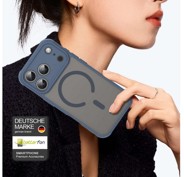 Betterfon Matte Case Magnetisches für iPhone 17 Pro Schutzhülle Kratzfest Passgenau in Blau, Bild 4
