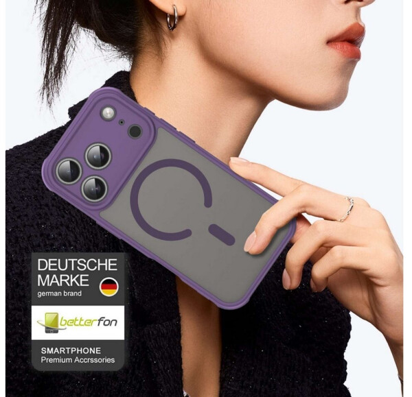 Betterfon Matte Case Magnetisches für iPhone 17 Pro Max Schutzhülle Kratzfest Passgenau in Lila, Bild 3