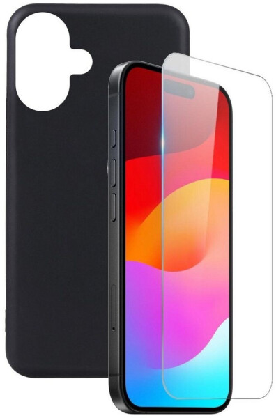 Wigento Für Apple iPhone 17 Silikon TPU Schutz Handy Hülle Schwarz + 0,26mm 9H Hart Glas