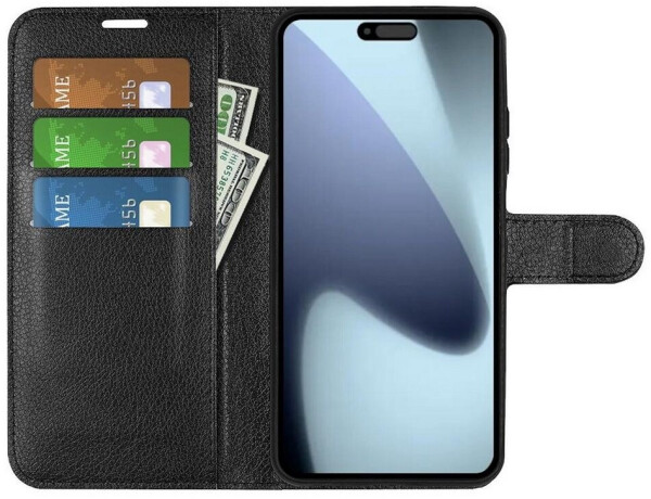 Wigento Für Apple iPhone 17 Kunstleder Book Wallet Handy Tasche Hülle Cover Schwarz, Bild 4