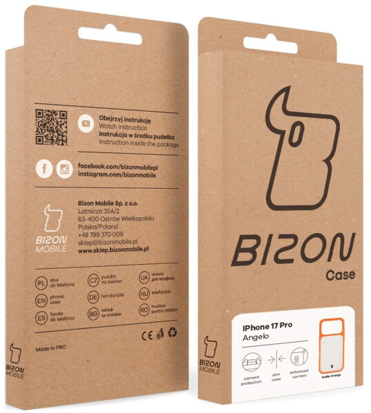 Bizon Handyhülle für iPhone 17 Pro Case Angelo Semitransparent mit orangefarbenem Rahmen, Bild 2